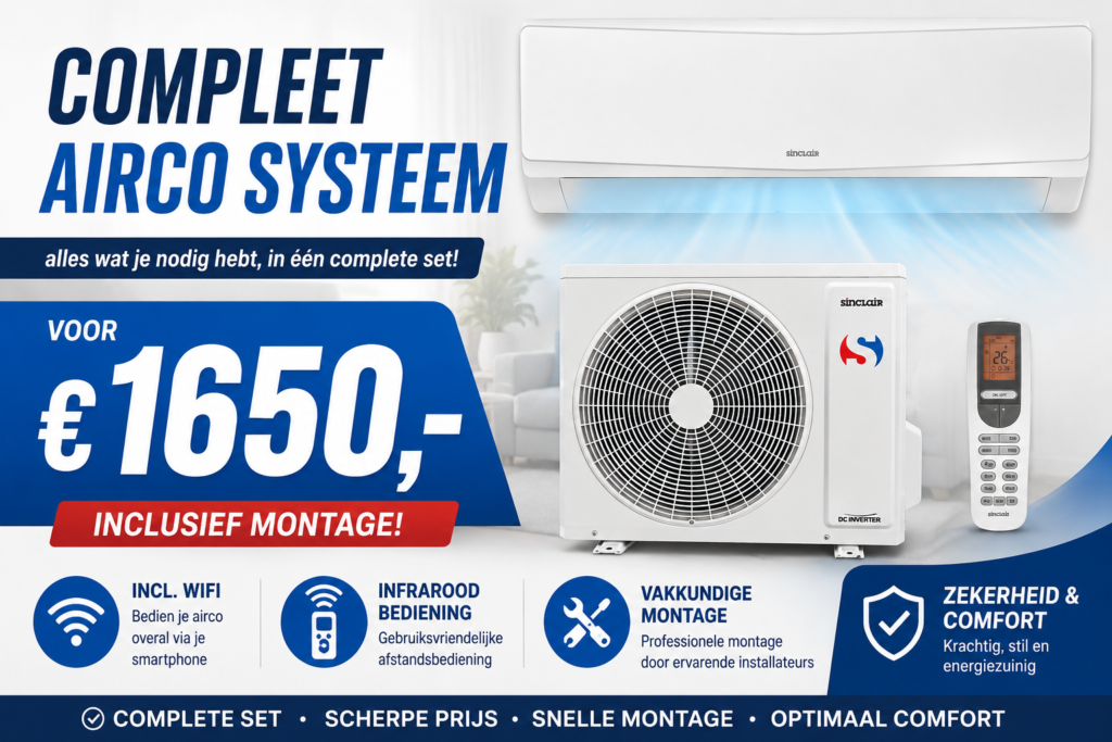 airco 2,7 kw _ wifi sinclair actie bij aircorrect